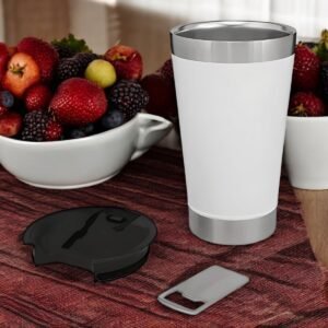 Copo Térmico Inox com Tampa e Abridor 473ML Branco - Imagem 9