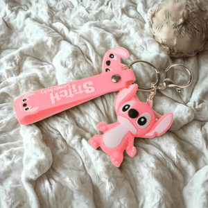 Chaveiro Pingente Stitch Angel 3D Premium Grande Emborrachado Rosa - Imagem 4