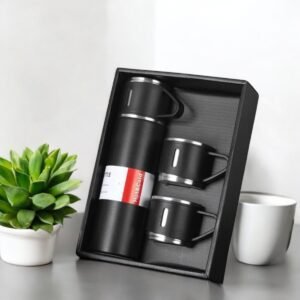 Kit Garrafa Térmica 500ML+ 3 Xícaras Aço Inoxidável - Imagem 4