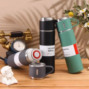 Kit Garrafa Térmica 500ML+ 3 Xícaras Aço Inoxidável - Imagem 8