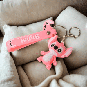 Chaveiro Pingente Stitch Angel 3D Premium Grande Emborrachado Rosa - Imagem 5